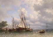 Antonie Waldorp Sailing ships in the harbor oil painting artist
